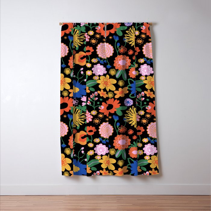 Night flowers pattern Window Curtain Gallery Image 3