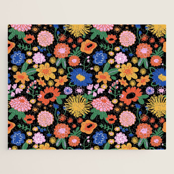 Night flowers pattern Jigsaw Puzzle Gallery Image 1