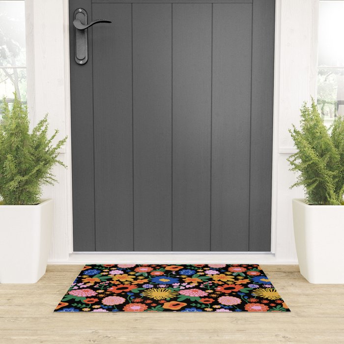 Night flowers pattern Welcome Mat Gallery Image 3