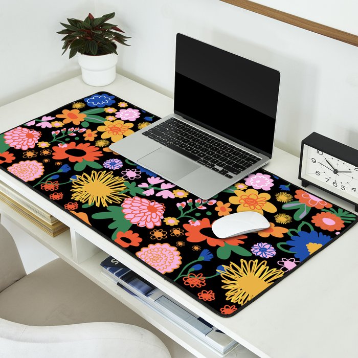 Night flowers pattern Desk Mat Gallery Image 2