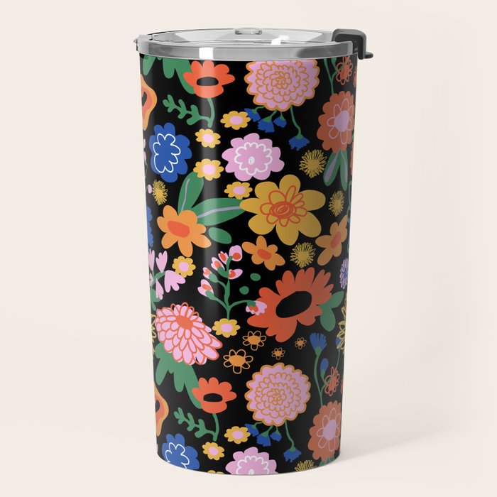 Night flowers pattern Travel Mug Gallery Image 2