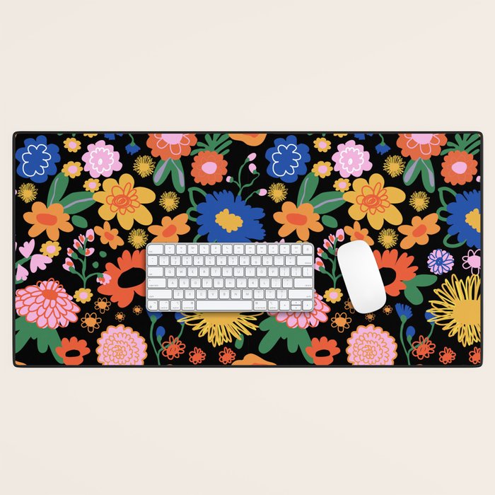 Night flowers pattern Desk Mat Gallery Image 1
