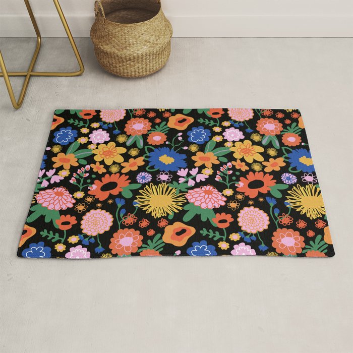 Night Flowers Pattern Rug