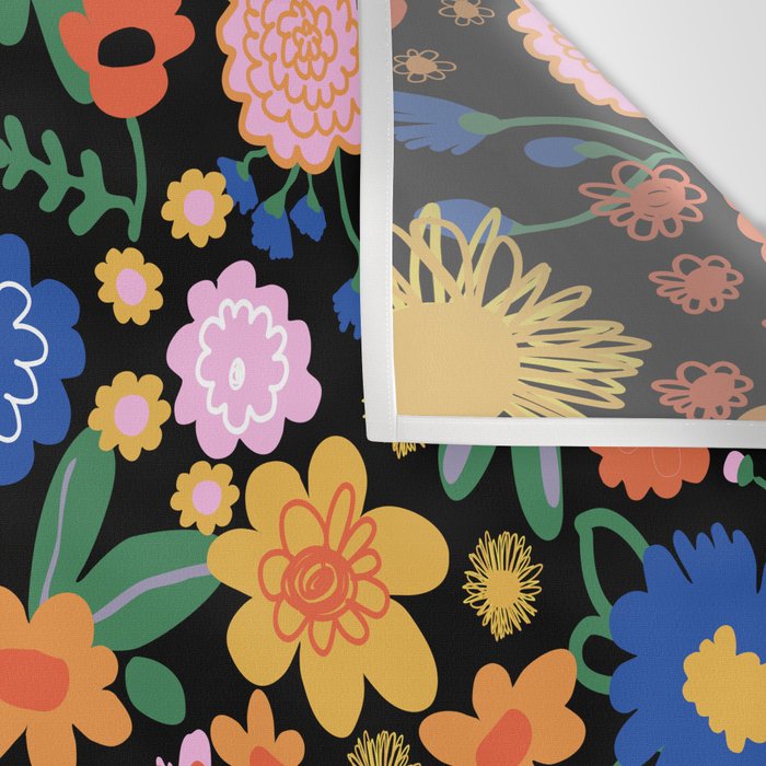 Night flowers pattern Wall Tapestry Gallery Image 3