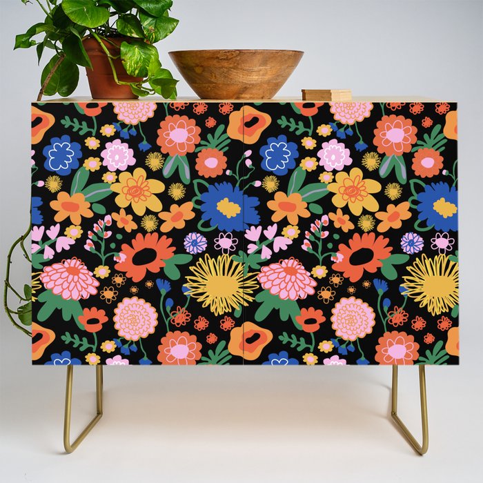 Night flowers pattern Credenza Gallery Image 1