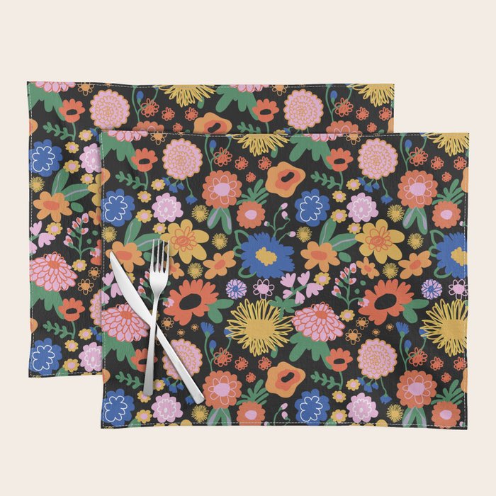 Night flowers pattern Placemat Gallery Image 1