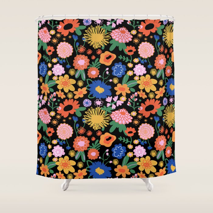 Night flowers pattern Shower Curtain Gallery Image 1