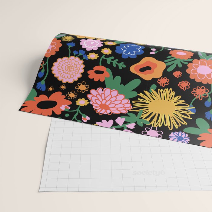Night flowers pattern Wrapping Paper Gallery Image 2