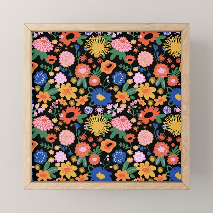 Night flowers pattern Mini Art Print Gallery Image 1