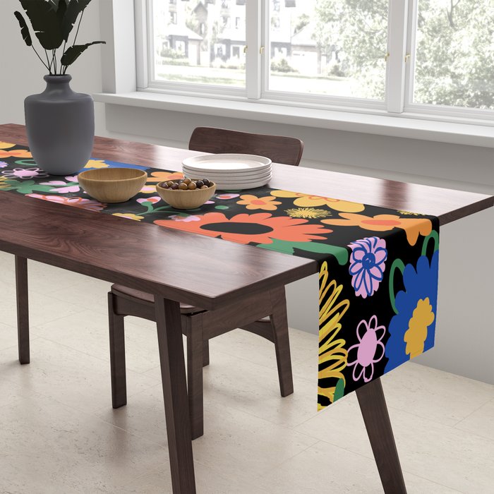 Night flowers pattern Table Runner Gallery Image 2