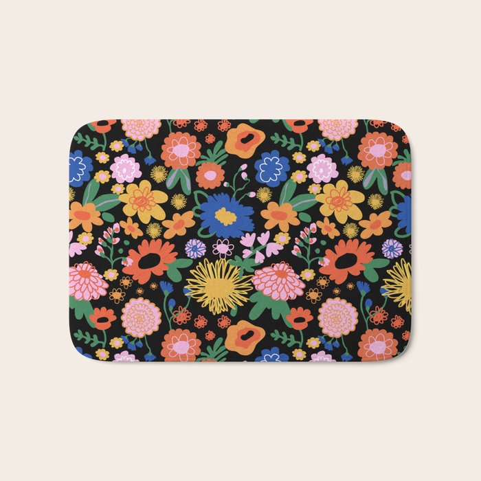 Night flowers pattern Bath Mat Gallery Image 1