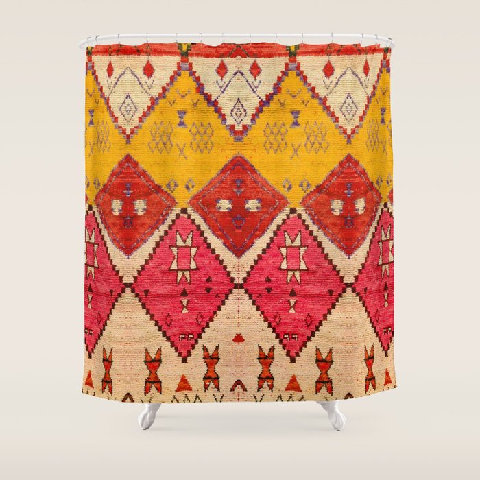 Heritage Moroccan Berber Carpet Design Shower Curtain Gallery Image 1