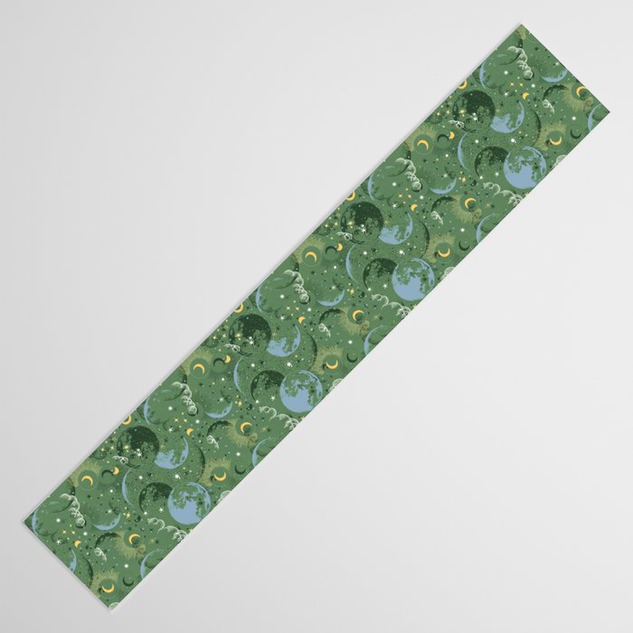 Greenish starry lunar sky Table Runner Gallery Image 3