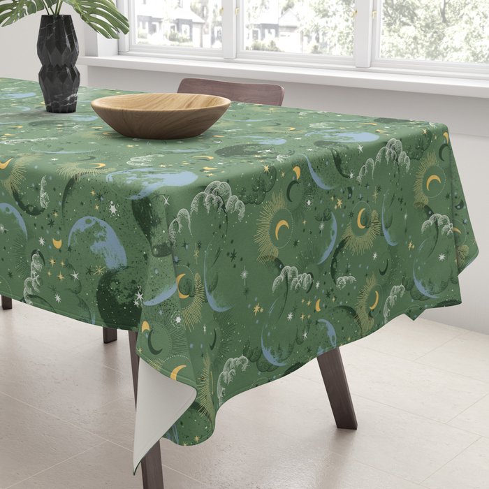 Greenish starry lunar sky Tablecloth Gallery Image 3