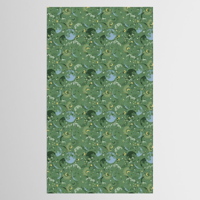 Greenish starry lunar sky Tablecloth Gallery Image 2