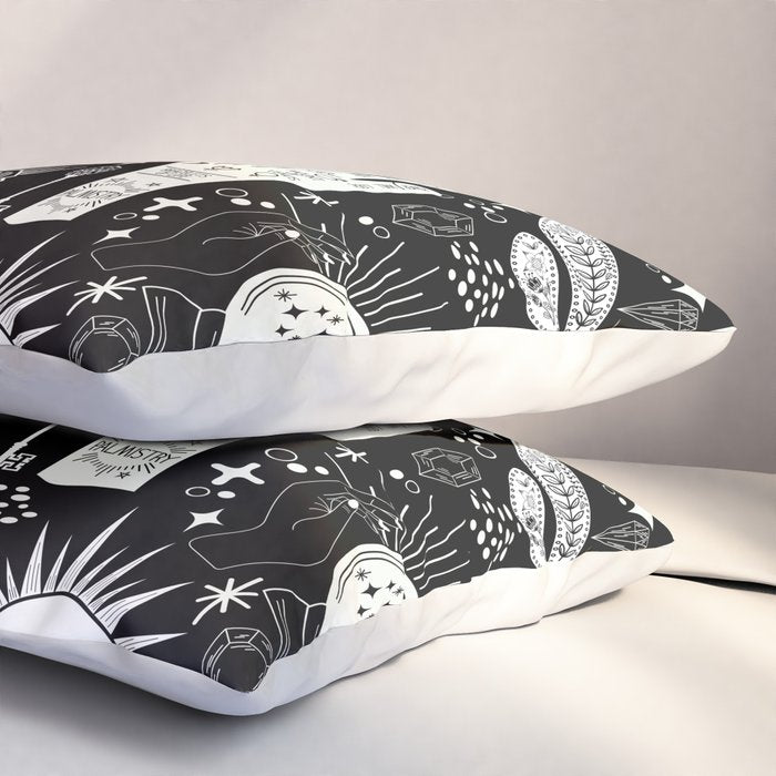 Enchanted - Enchantment - Black and White Pillow Sham Gallery Image 3