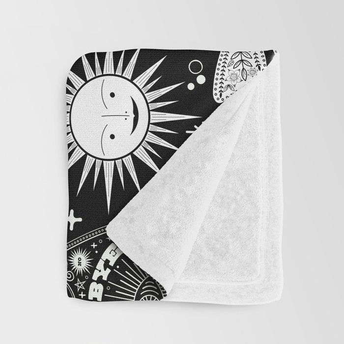 Enchanted - Enchantment - Black and White Throw Blanket Gallery Image 3