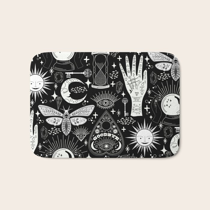 Enchanted - Enchantment - Black and White Bath Mat Gallery Image 1