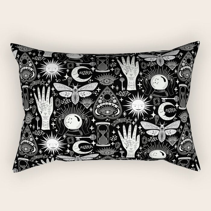 Enchanted - Enchantment - Black and White Rectangular Pillow Gallery Image 2