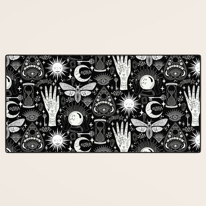 Enchanted - Enchantment - Black and White Desk Mat Gallery Image 3