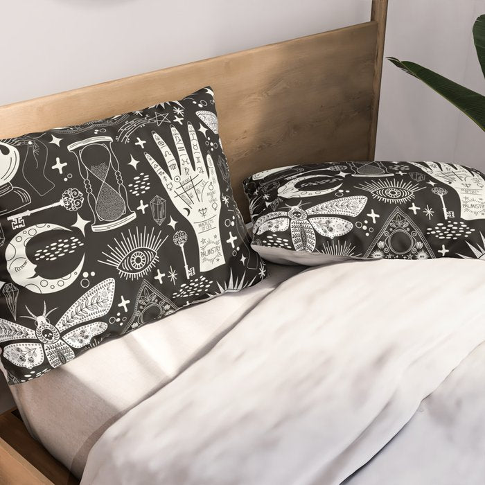 Enchanted - Enchantment - Black and White Pillow Sham Gallery Image 2