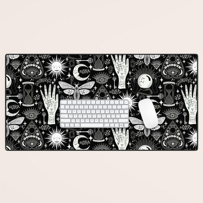 Enchanted - Enchantment - Black and White Desk Mat Gallery Image 1