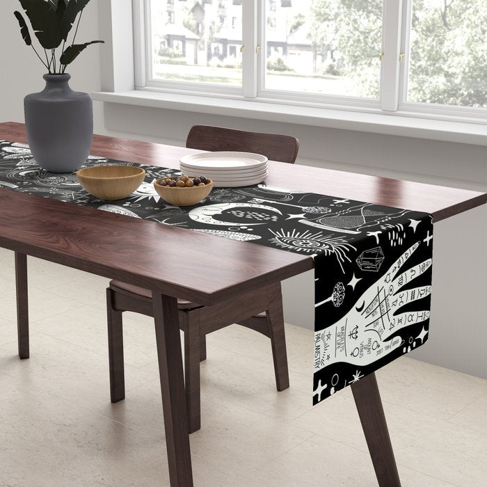 Enchanted - Enchantment - Black and White Table Runner Gallery Image 2