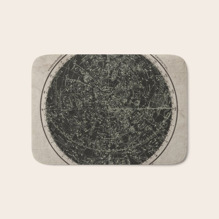Constellations of the Northern Hemisphere on Vintage Paper Bath Mat Gallery Image 1