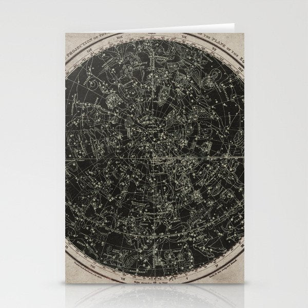 Constellations of the Northern Hemisphere on Vintage Paper Stationery Card Gallery Image 1