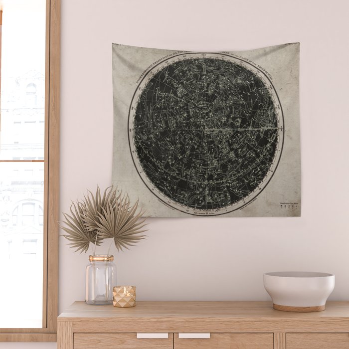 Constellations of the Northern Hemisphere on Vintage Paper Wall Tapestry Gallery Image 2