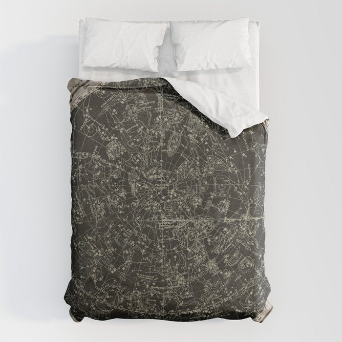 Constellations of the Northern Hemisphere on Vintage Paper Duvet Cover Gallery Image 1