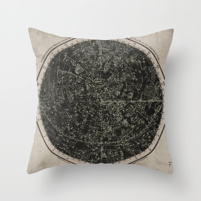 Constellations of the Northern Hemisphere on Vintage Paper Throw Pillow Gallery Image 1