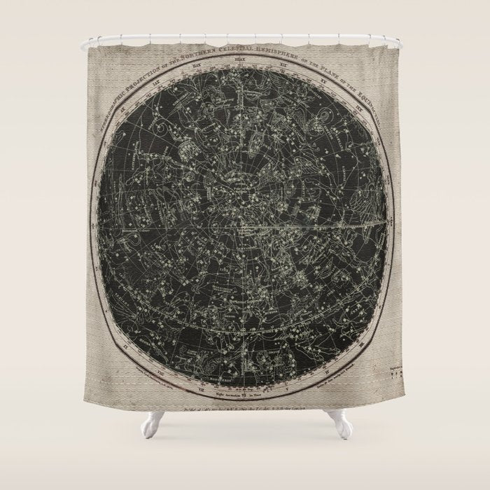 Constellations of the Northern Hemisphere on Vintage Paper Shower Curtain Gallery Image 1