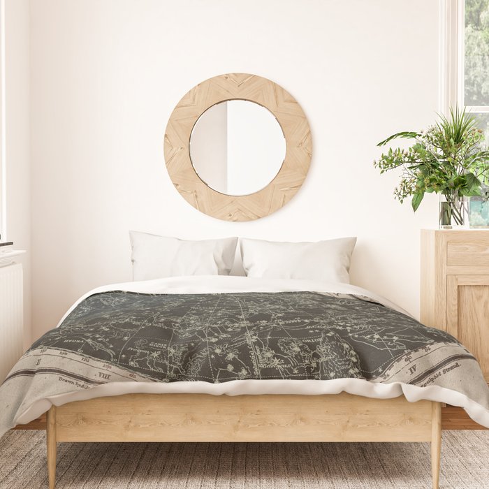 Constellations of the Northern Hemisphere on Vintage Paper Duvet Cover Gallery Image 3