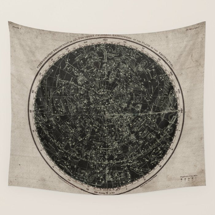 Constellations of the Northern Hemisphere on Vintage Paper Wall Tapestry Gallery Image 4