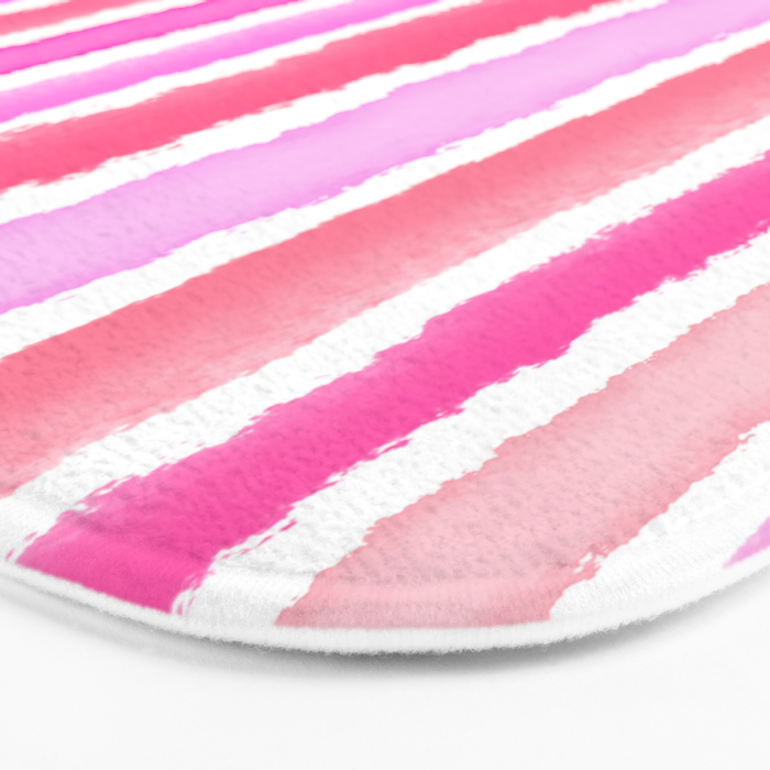 Wide Watercolour Stripes - Pink Bath Mat Gallery Image 3