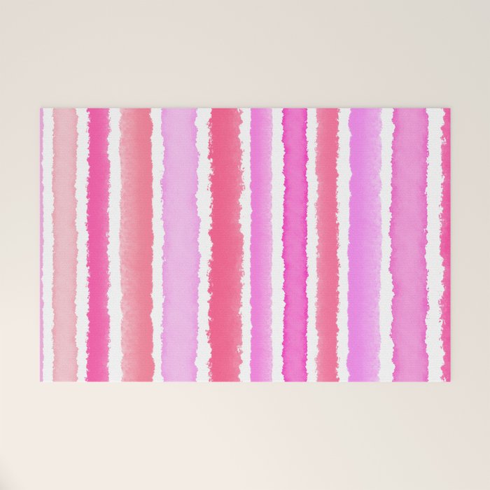 Wide Watercolour Stripes - Pink Welcome Mat Gallery Image 1