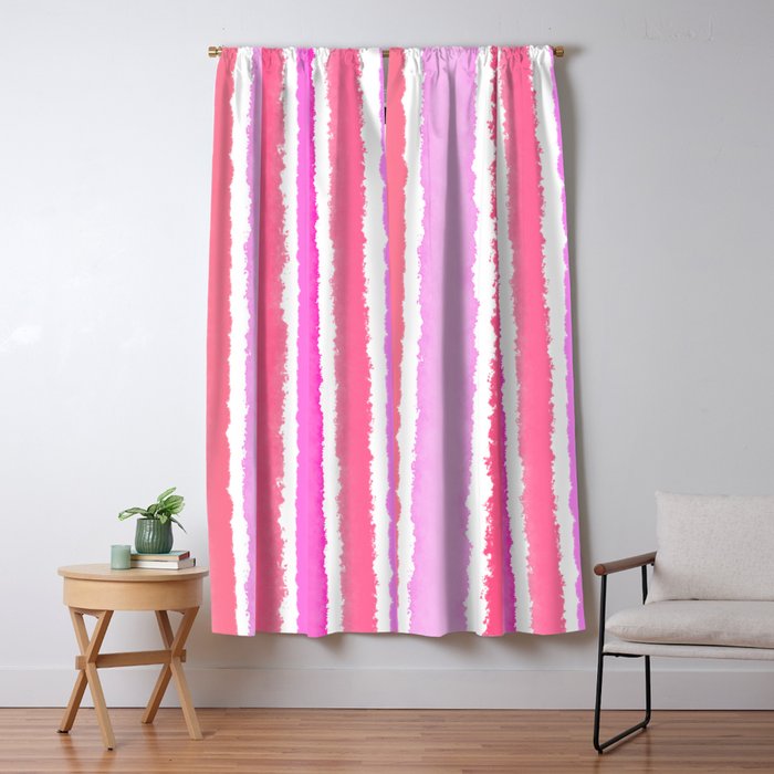 Wide Watercolour Stripes - Pink Window Curtain Gallery Image 5