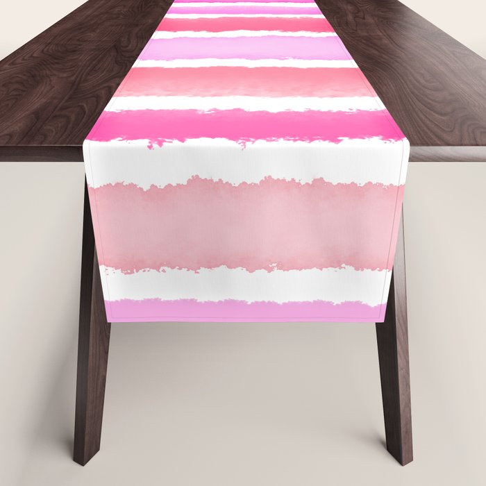 Wide Watercolour Stripes - Pink Table Runner Gallery Image 1