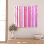 Wide Watercolour Stripes - Pink Wall Tapestry Gallery Image 2