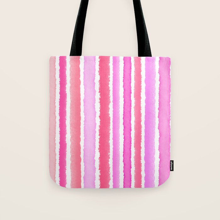 Wide Watercolour Stripes - Pink Tote Bag Gallery Image 1