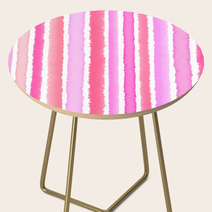 Wide Watercolour Stripes - Pink Side Table Gallery Image 2