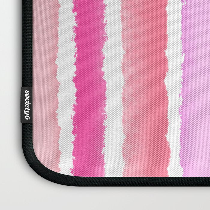 Wide Watercolour Stripes - Pink Laptop Sleeve Gallery Image 3