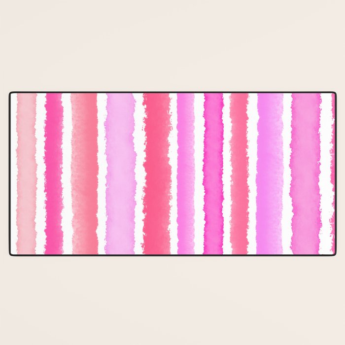 Wide Watercolour Stripes - Pink Desk Mat Gallery Image 3
