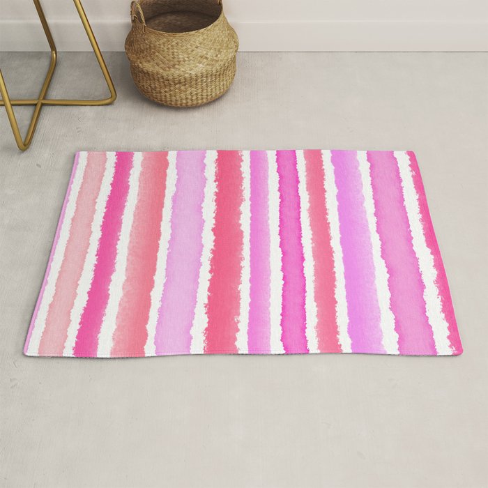 Wide Watercolour Stripes - Pink Rug Gallery Image 1