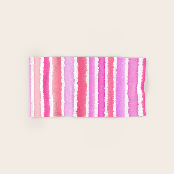 Wide Watercolour Stripes - Pink Bath Towel Gallery Image 1