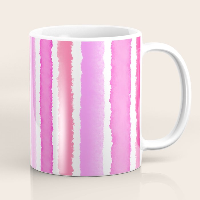 Wide Watercolour Stripes - Pink Coffee Mug Gallery Image 1