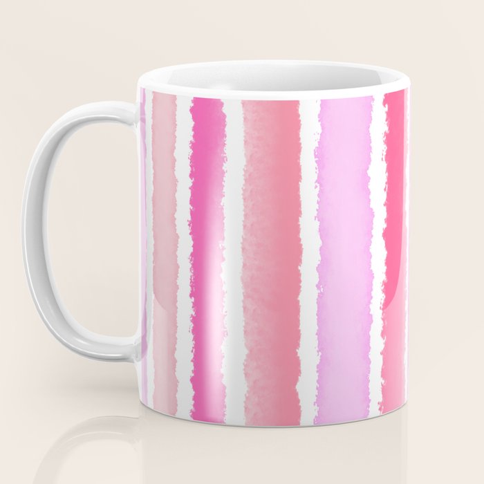 Wide Watercolour Stripes - Pink Coffee Mug Gallery Image 3
