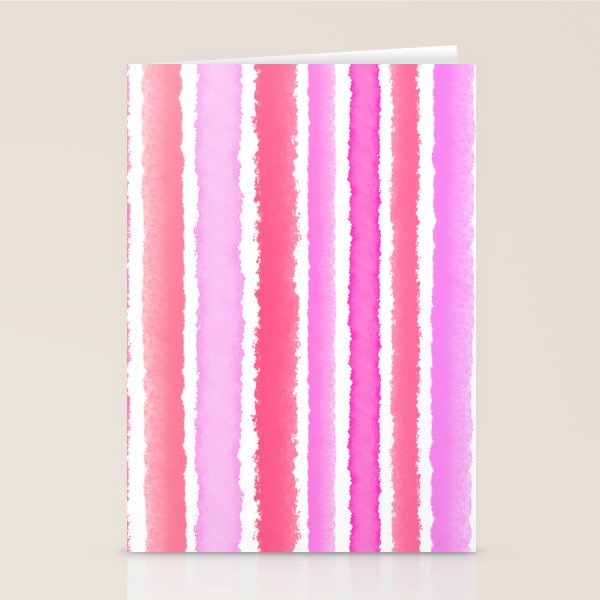 Wide Watercolour Stripes - Pink Stationery Card Gallery Image 1