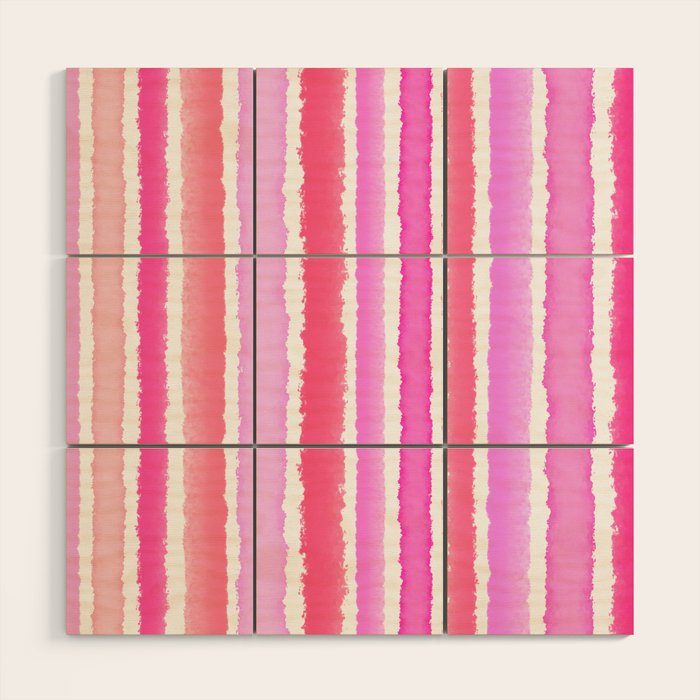Wide Watercolour Stripes - Pink Wood Wall Art Gallery Image 1